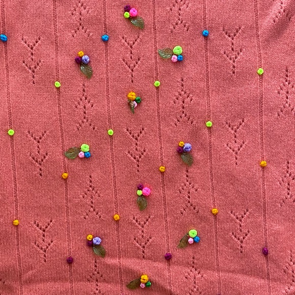 YanYan Rosie Rosebud Lambswool Sweater Dress In Soft Pink small nwt - Picture 2 of 8